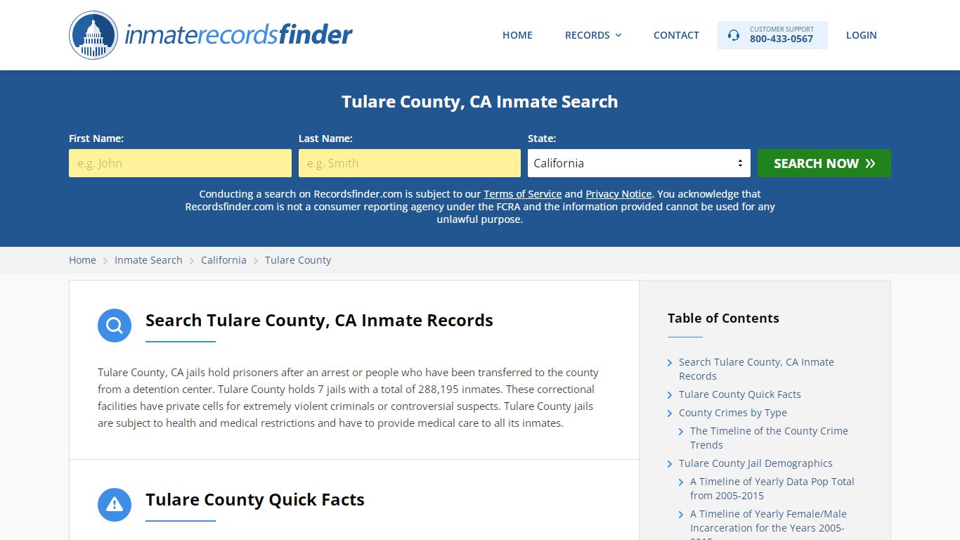 Tulare County, CA Inmate Search - RecordsFinder