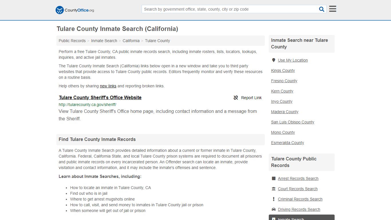Inmate Search - Tulare County, CA (Inmate Rosters & Locators)